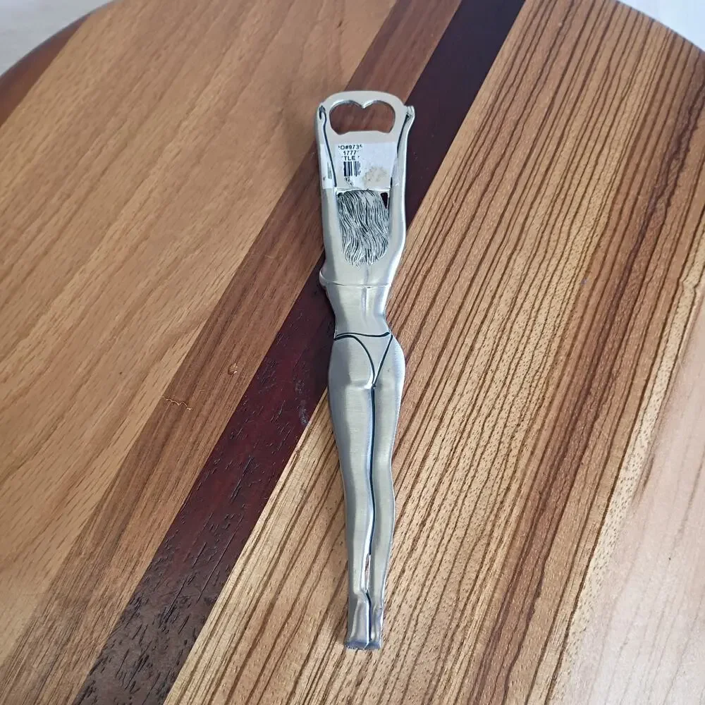 Vintage Pewter Like Metal Las Vegas Bikini, Clad Woman Bottle Opener 8.5” X 2”